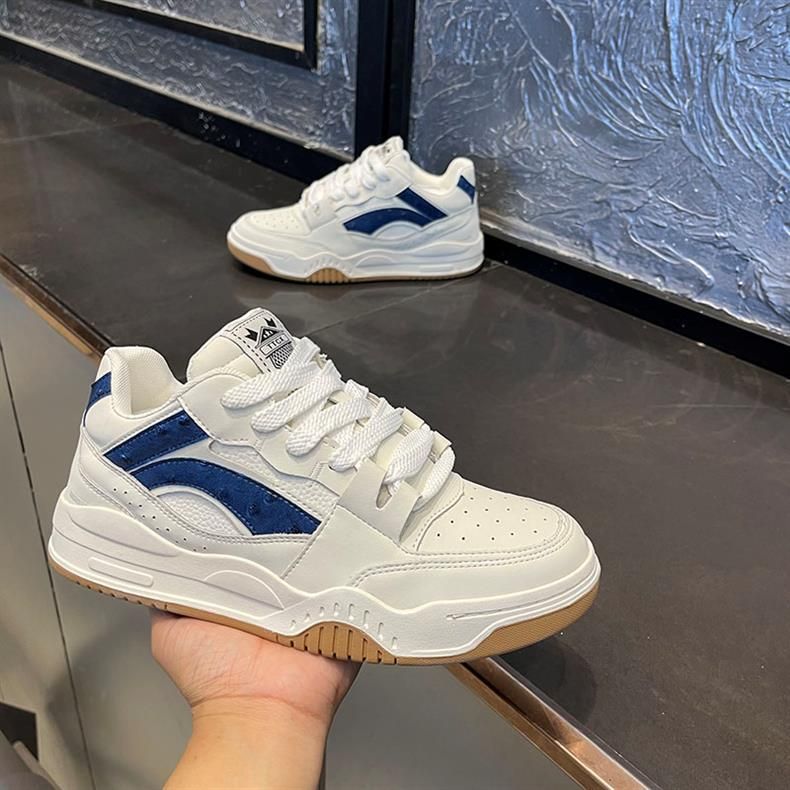 Frühling 2024 Atmungsaktives Leder Kleine weiße Mesh-Rot Dickbesohlte Casual Herrenmode Schuhe_voghion.com