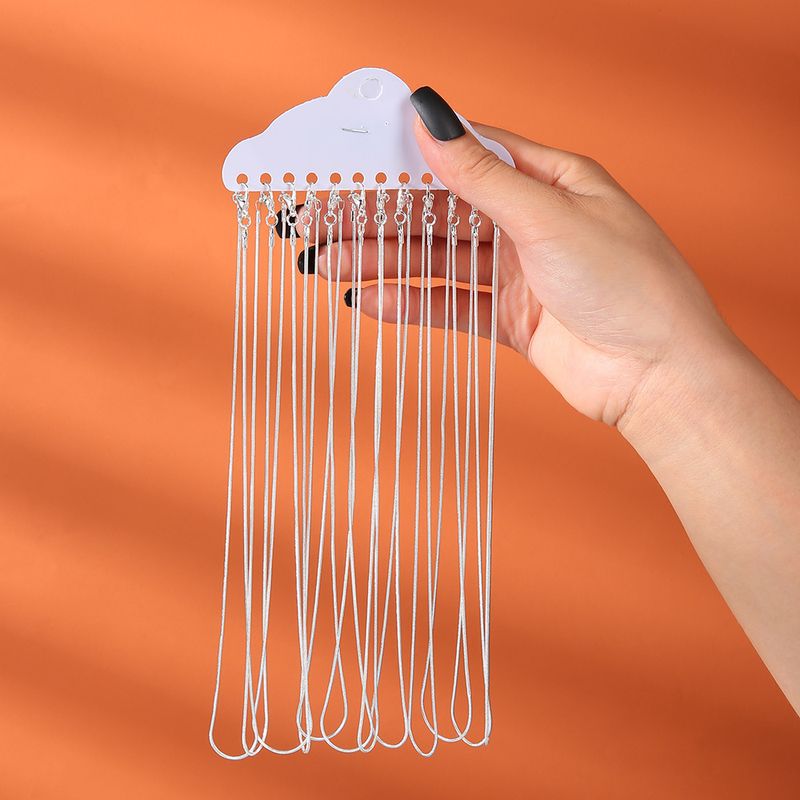 Silver plated 4mm round snake bone chain with 12 fashionable and minimalist collarbone silver bare single chains, trendy_voghion.com