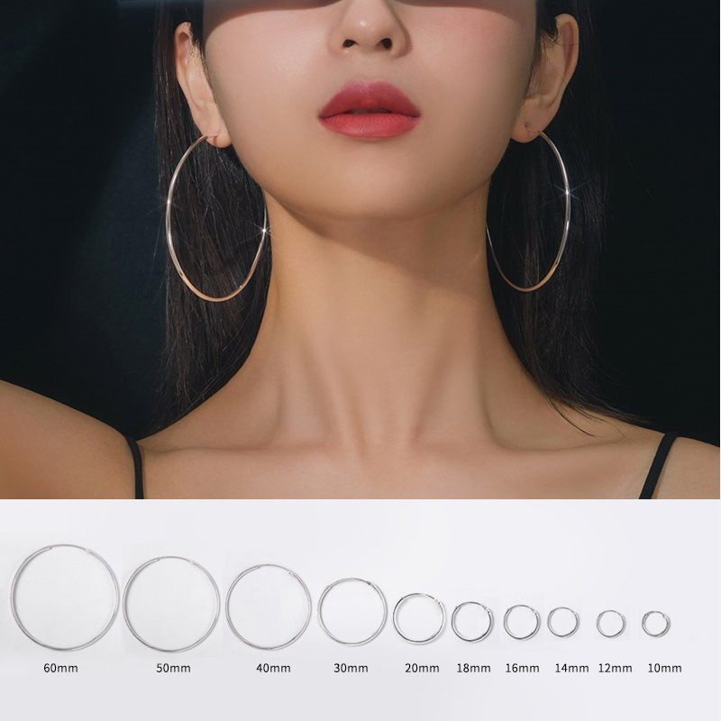 Sterling VENUS Sier Orecchini a cerchio per donna, orecchini a cerchio rotondi medi e grandi, gioielli con personalità_voghion.com