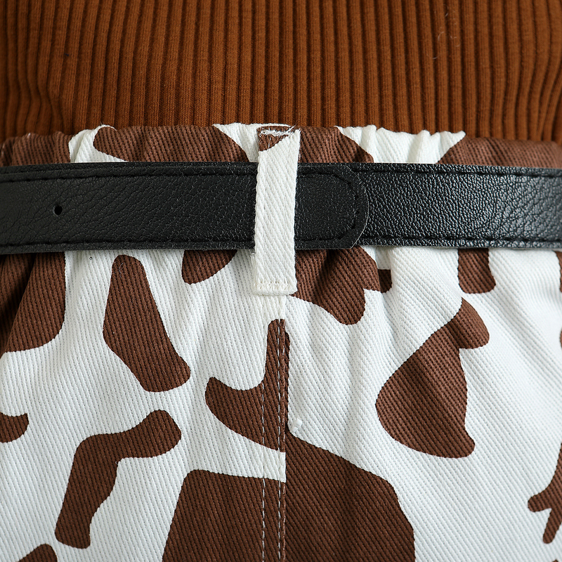 Abbigliamento per neonati Completo da bambina per bambini di taglia piccola e media, top ampio con scollo all'americana + pantaloncini Marsupio set da tre pezzi_voghion.com