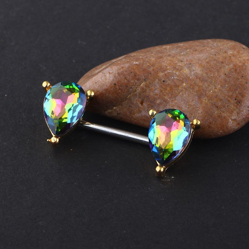 Anello a doppia goccia d'acqua in acciaio inossidabile, sette colori, orecchini a goccia d'acqua, gioielli da forare_voghion.com
