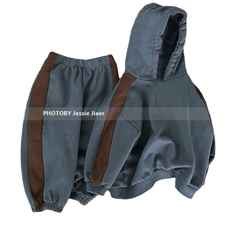 Abbigliamento invernale per bambini Ins versione coreana, nuovo per ragazzi e ragazze, felpa con cappuccio patchwork alla moda, casual_voghion.com