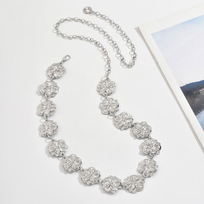 Damen Metallkette Taillenmieder Blumengürtel Accessoire für Kleider und Pullover_voghion.com