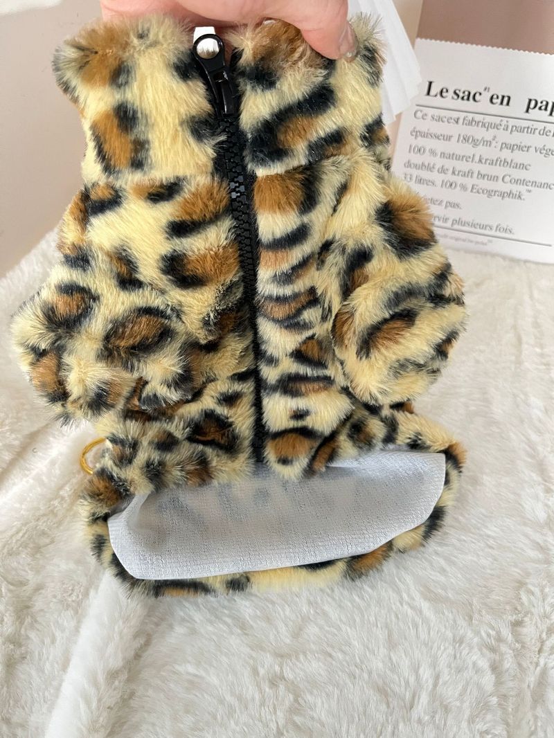 Dog Outfit Teddy Clothes Winter Leopard Print Coat French Bulldog Poodle Bichon Pomeranian Jacket Cat Cotton Clothing_voghion.com
