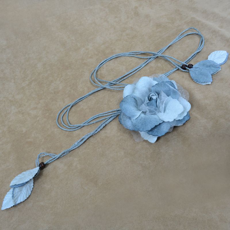 HOT Casual Knotted Chain For Dresses Lady Thin Waist Belt Long Tassel Braid Waistband Elegant Handmade Big Flower Decorative_voghion.com