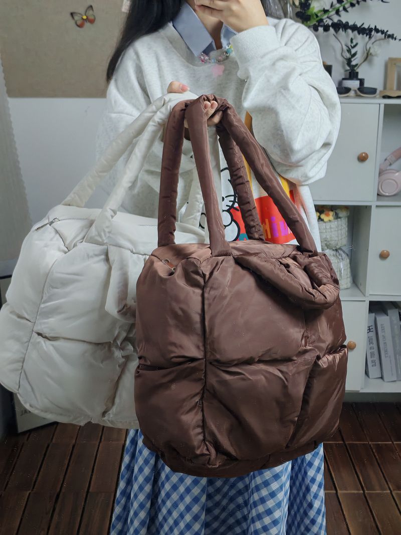 Borsa tote di alta qualità a forma di diamante, morbida in cotone, grande capacità, per donna, 2024, nuova borsa a tracolla versatile sottobraccio per autunno e inverno_voghion.com
