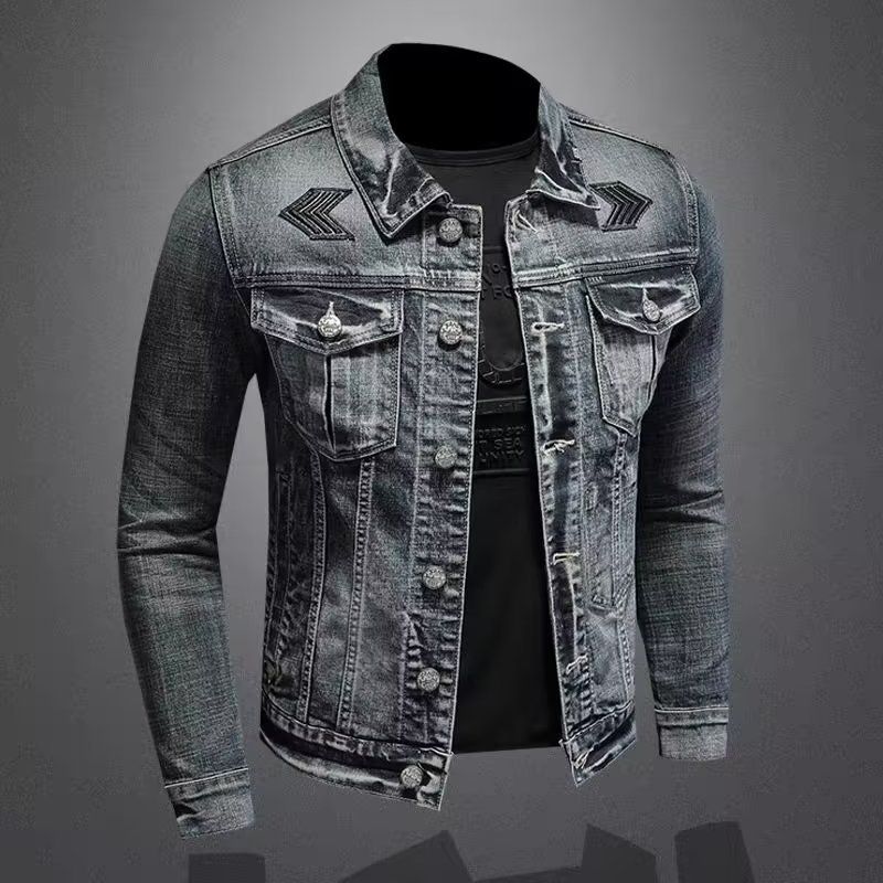 Garçon Vintage 2023 Denim Homme Marque Tendance Style Européen Américain Street Vêtements de travail pour motards Col rabattu_voghion.com