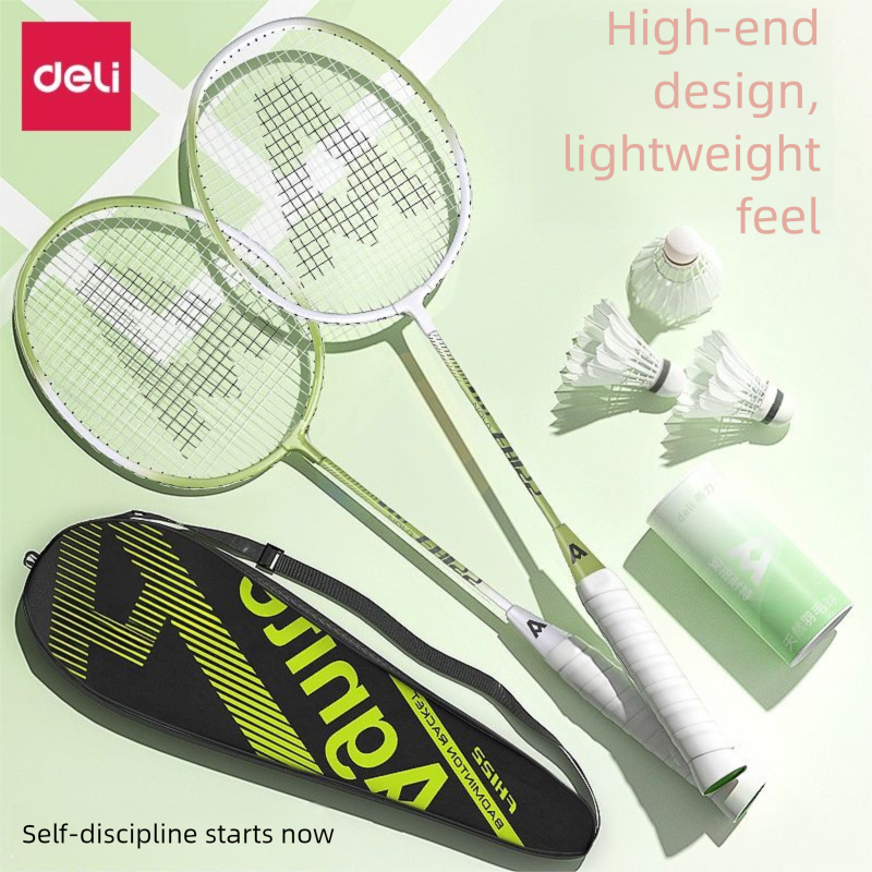 Set di racchette da badminton Deli per studenti, professionali, resistenti, di alta qualità estetica, ultraleggere, antistress per esterni_voghion.com