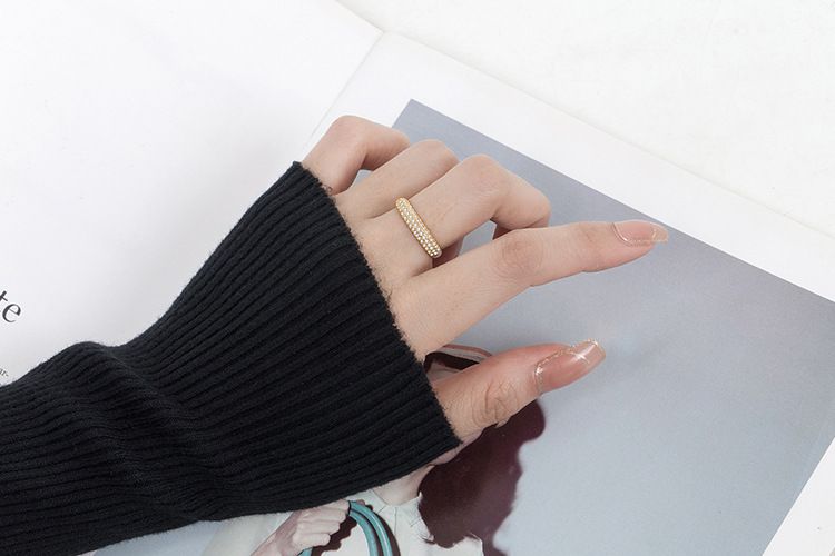 Ringe, goldfarben, Öffnung mit Diamanten, verstellbare Damenringe, Zirkonschmuck, Ringe im Ins-Stil_voghion.com