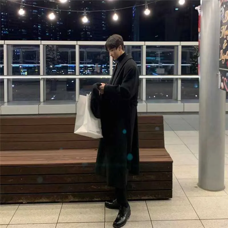 Herren 2022 Herbst Winter Extra Langer Woll-Trenchcoat Marke Männer Kaschmir Lose Beiläufige Einreihige Mantel Männlich_voghion.com