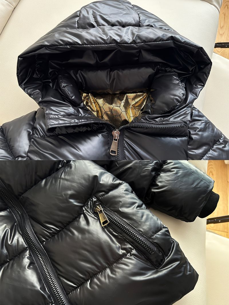 Cappotto con cappuccio in cotone nero e oro per bambini e bambine, nuovo cappotto invernale per bambini di taglia media e grande, spesso e lavabile_voghion.com
