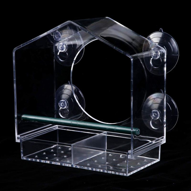 Großer Vogelkäfig aus Acryl-Kunststoff für den Außenbereich, Adsorptions-Vogelfutterspender, Panorama, transparentes organisches Glas, Haustier-Vogelnest_voghion.com