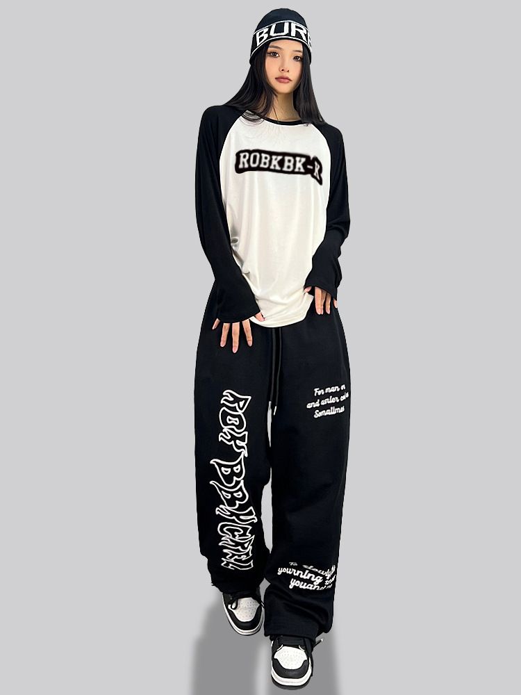 Pantalon de danse hip-hop pour femme, coupe ample, imprimé, jazz, yoga, avec cordon de serrage, taille haute, streetwear, décontracté_voghion.com