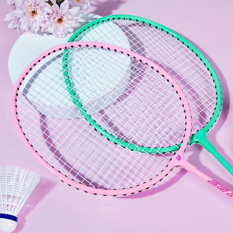 Red Happiness/DHS Badminton Pair For Beginners Double Racket Entry Training Alloy Model EG100 Pre-strung 2 Pieces_voghion.com