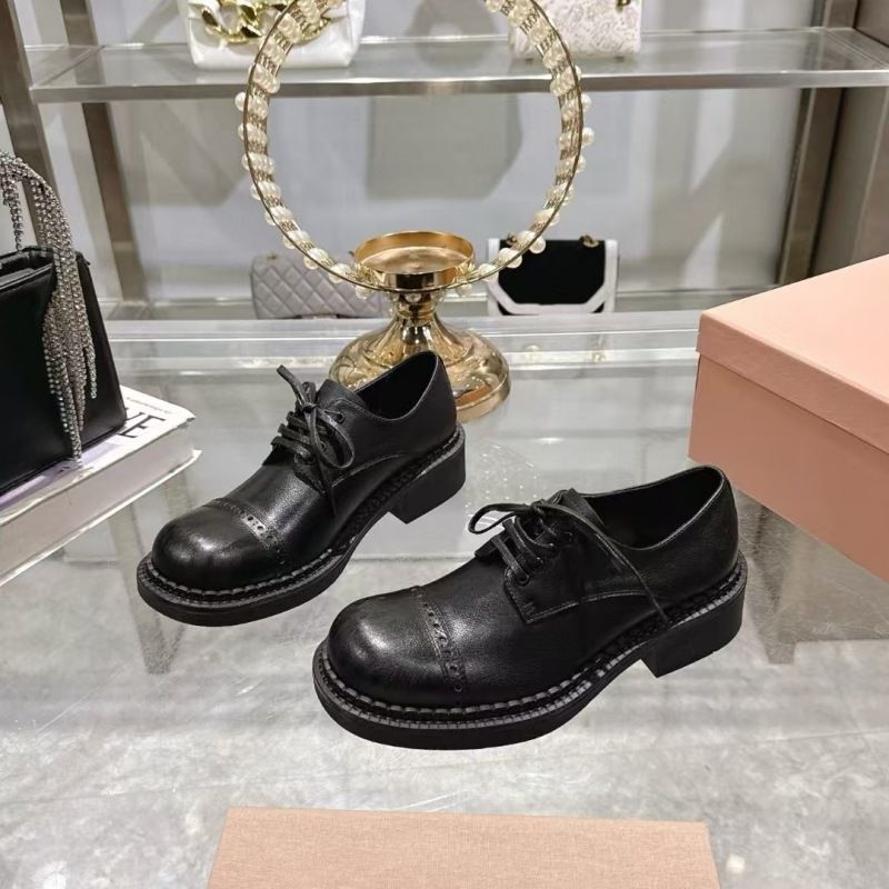 High Quality MIU Single Shoe Women's British Style 2025 Spring New Item, Made Of Old Big Head Leather Thick Sole, Le Fu_voghion.com