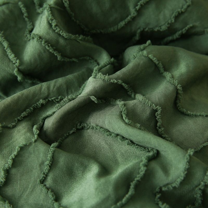 Luxuriöses Bettbezug-Set im marokkanischen Stil mit getuftetem Blumenmuster – Bettwäschekollektion aus weich gebürstetem Polyester mit geometrischem Druck in Salbeigrün_voghion.com