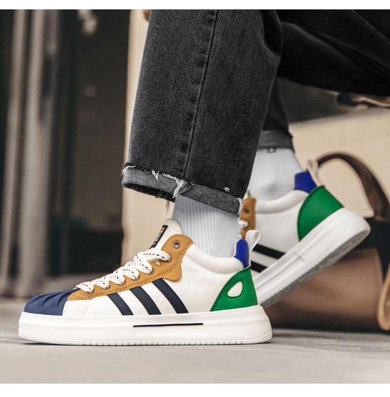 Shoes Men S Spring And Autumn New Thick Bottom Versatile Trendy Shoes Casual White Sneaker Brand Shell Head Sneakers_voghion.com