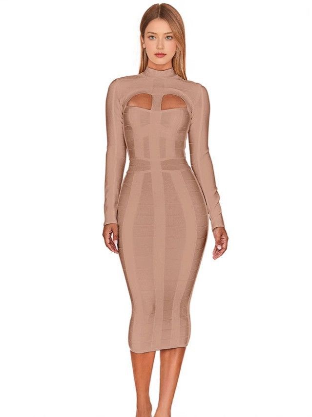 Abbigliamento da donna Autunno e inverno Abito aderente a maniche lunghe da donna Di solito puoi indossare un abito da sera nero con fascia di fascia alta_voghion.com