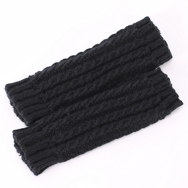 Fried Dough Twists Wrist Gloves Autumn Winter New Knitted Wool Warm Men And Women's Short Skiing Open Finger Sleeve_voghion.com