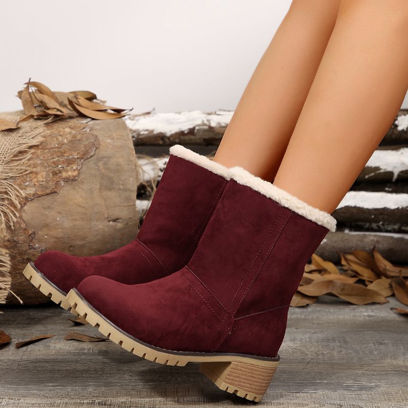 Botas de nieve de ante con tacón grueso, talla 43, botas de algodón de talla grande_voghion.com