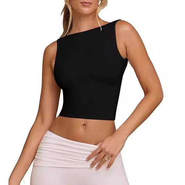 Gilet estivo da donna Hot Girl senza maniche con bretelle e schiena scoperta in seta di latte_voghion.com