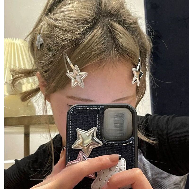 Y2K Süße Coole Stil Haar Karten Einfache Mädchen Pentagramm Grundlegende Metall BB Clip Pony_voghion.com