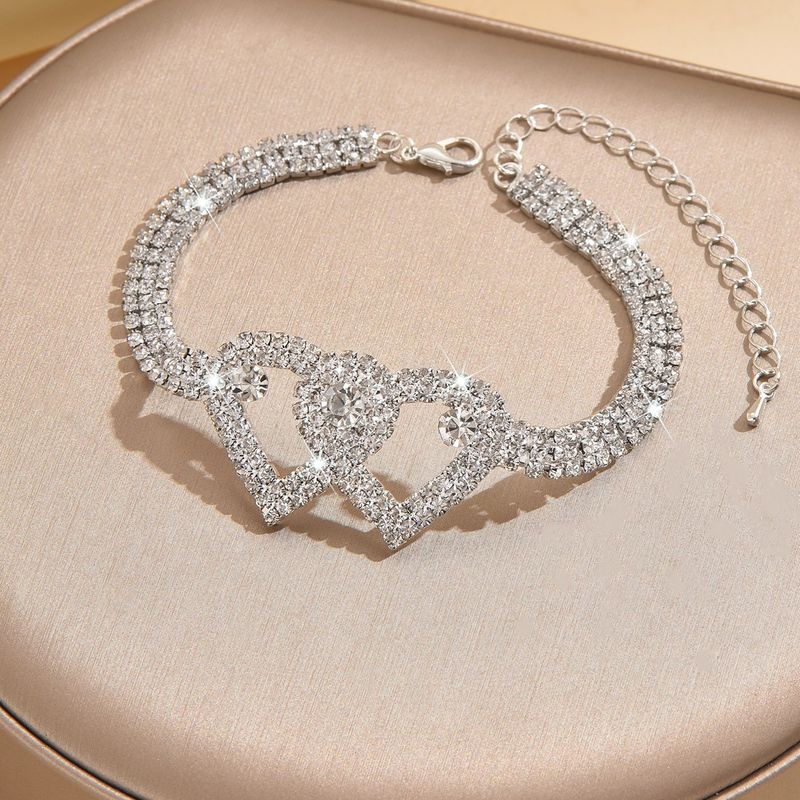 Unisex Heißer Verkauf Diamant Fußkettchen Mode Anhänger Doppel Liebe Patch_voghion.com