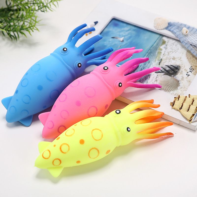 Squishies di schiuma, simulazione creativa, decompressione, calamaro, farina, pizzico, musica, calamaro arcobaleno, TPR, colla morbida, sfiato, polpo, spremere, animale dell'oceano_voghion.com
