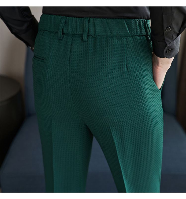 Nuovi pantaloni da uomo pantaloni casual in tessuto waffle di qualità alla moda pantaloni casual in vita elastica di fascia alta_voghion.com