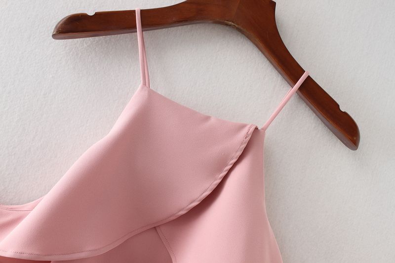 Îmbrăcăminte pentru femei, cămașă cu mânecă lungă, cu bretele, roz și alb, stil Lin Qian, de același fel_voghion.com