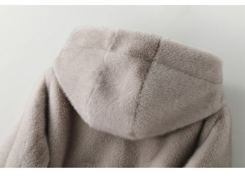 Women's Clothing Autumn And Winter Golden Mink Coat Women's Short Hooded Snow Mink Mink Fur Environmentally Friendly Fur Coat_voghion.com