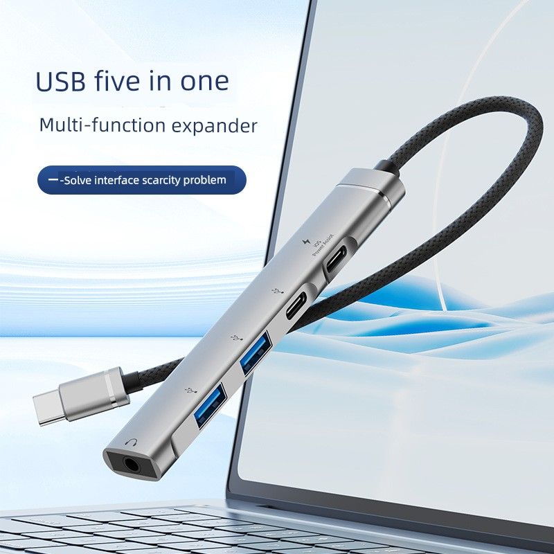 Estación de acoplamiento multifuncional tipo C, unidad flash USB 3.0 externa, auriculares digitales de 3,5 mm_voghion.com