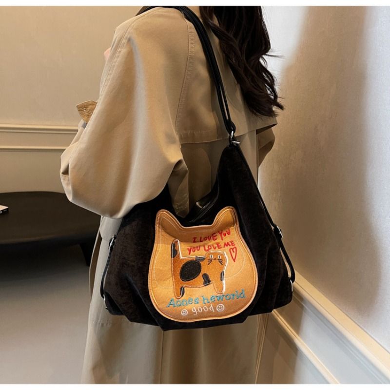 Neuer Damenrucksack mit Katzendruck, mehrere Farben, große Kapazität, Umhängetasche für den Pendelverkehr im Herbst_voghion.com