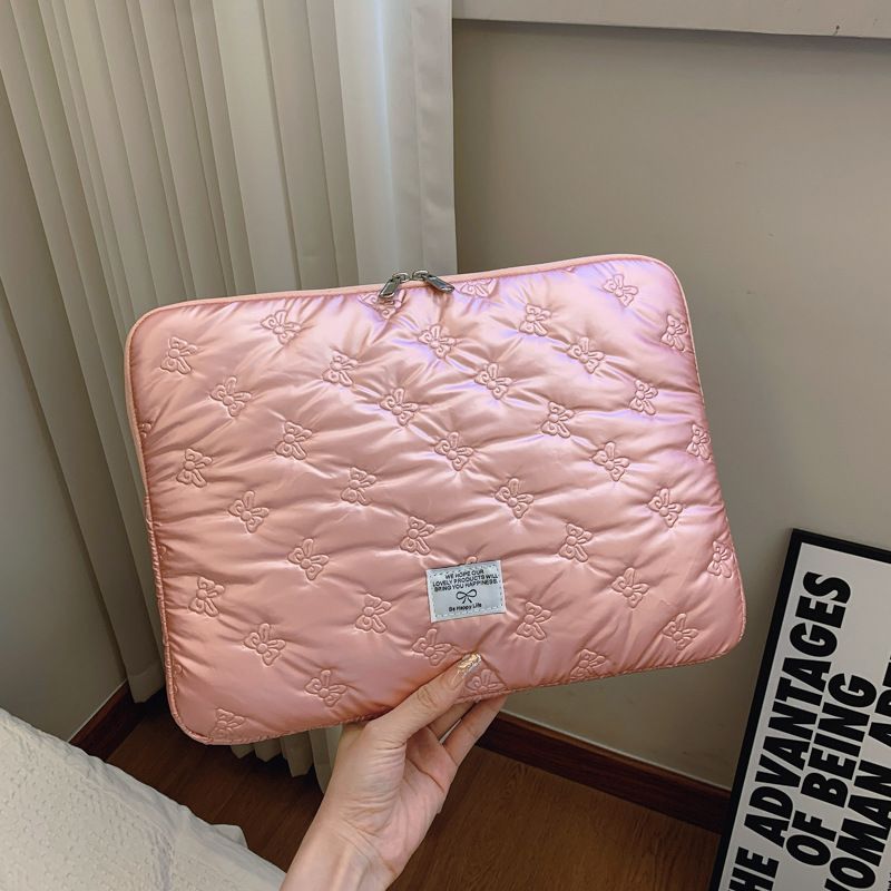 Korean Bowknot New Inner Tablet IPad Storage 13inch 14inch Soft Girl Universal Laptop Bag_voghion.com