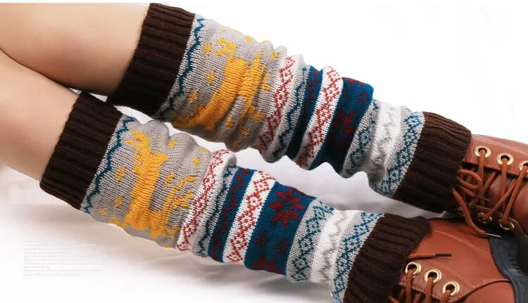 Weihnachten Winter und Herbst Beinlinge Hohe Socken Bohemia Haruku JK Mode Knieschoner Wärme Legging Stiefelmanschetten Geschenk_voghion.com