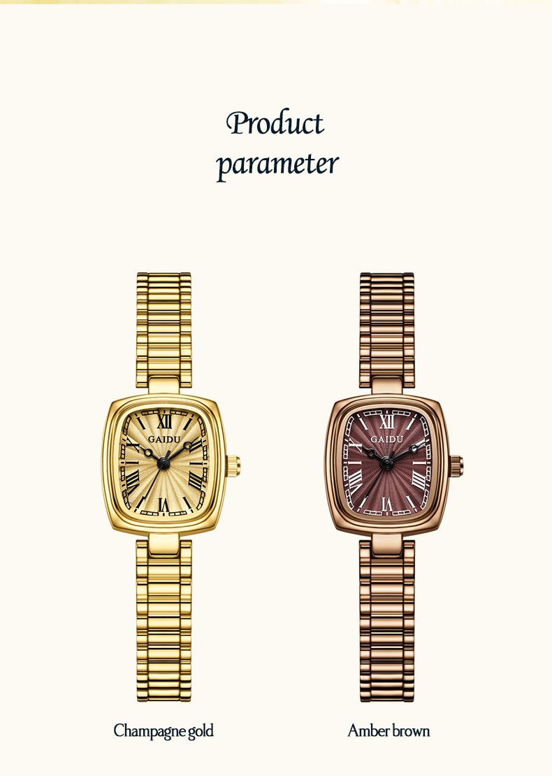 Elegant Square Women's Watch With Gold Tone Stainless Steel Band, Waterproof Quartz Movement, Minimalist Fashion Timepiece Quartz Watch_voghion.com
