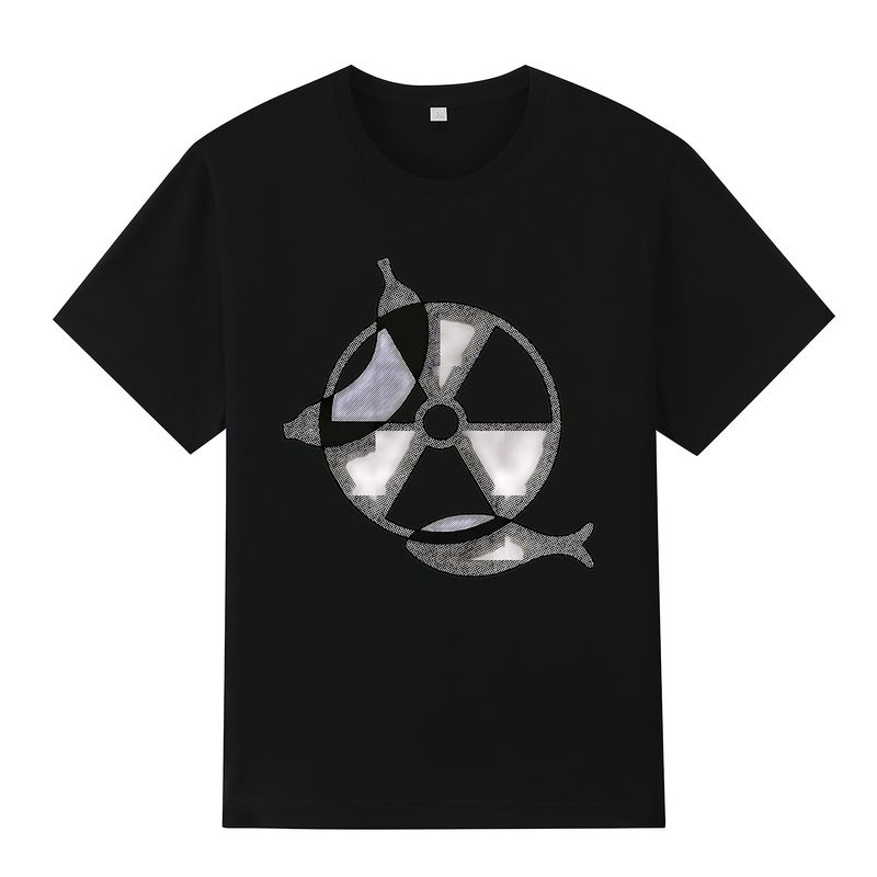 Vêtements pour hommes pollution, radiation nucléaire, eaux usées nucléaires, essais nucléaires, design créatif, col rond imprimé, t-shirt décontracté à manches courtes_voghion.com