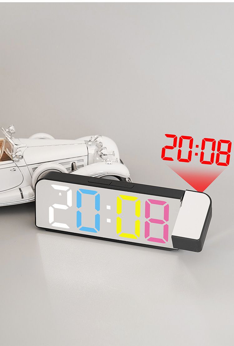 Alarm Clocks LED New Simple Projection Large Font Color Display Electronic Digital Alarm Clock With Temperature_voghion.com