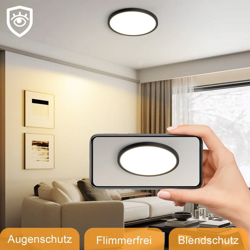 Glitzerlife Deckenlampe LED Deckenleuchte Badezimmer - Flurlampe Ø18cm Rhombenplatte Badlampe Flach Augenschutz Rund Flur 15W Ultra Dünn Warmweiß IP44_voghion.com