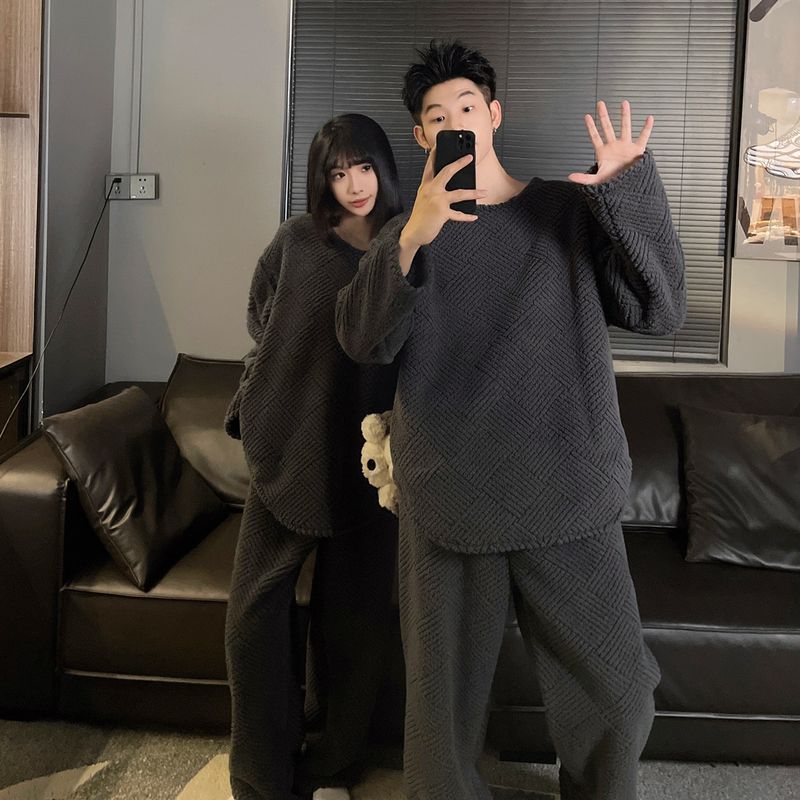 Felpa con cappuccio girocollo invernale 2024 in velluto jacquard grigio, ampia, semplice ed elegante, può essere superata dalle donne_voghion.com