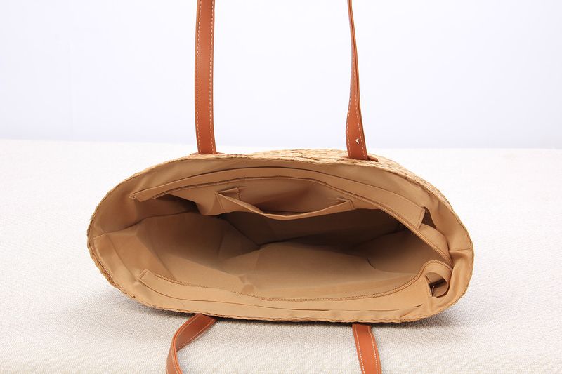 Borsa a mano di grande capacità, stile tote bag, alla moda, stile francese, da spiaggia e da spiaggia, in paglia, di alta qualità_voghion.com