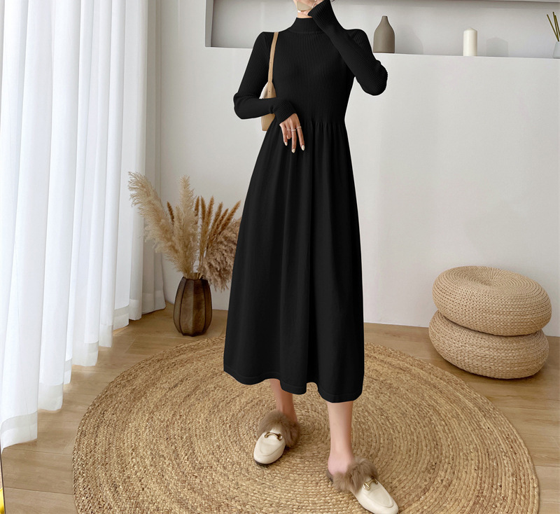 Abito da donna in maglia in puro colore_voghion.com