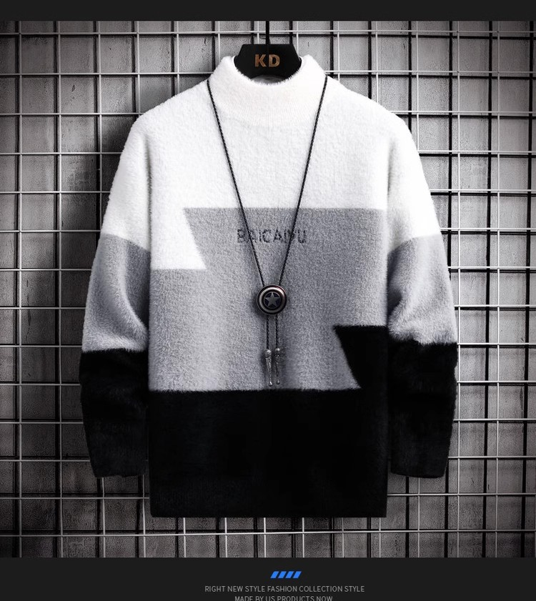 Maglione in velluto di visone da uomo mezzo dolcevita camicia con fondo felpa autunno inverno maglione di cashmere ispessito alla moda abbigliamento invernale caldo uomo_voghion.com