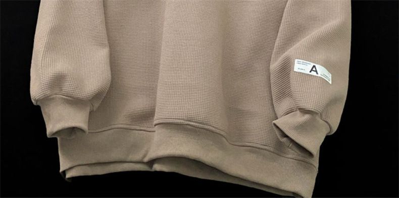 Abbigliamento maschile felpa verde tendenza uomo ins waffle cappuccio senza maniche girocollo due pezzi maglietta oversize a maniche lunghe_voghion.com
