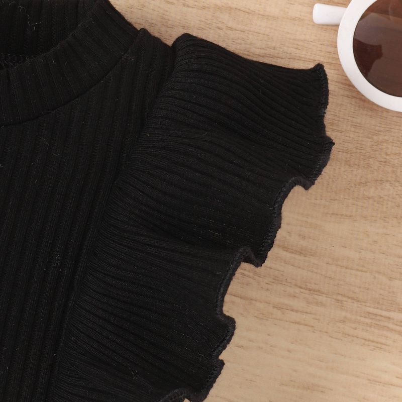 Treasure Salary Moda Primavera/Verano Tallas pequeñas y medianas Algodón para niños Pit Stripe Flying Sleeve Top Color sólido_voghion.com