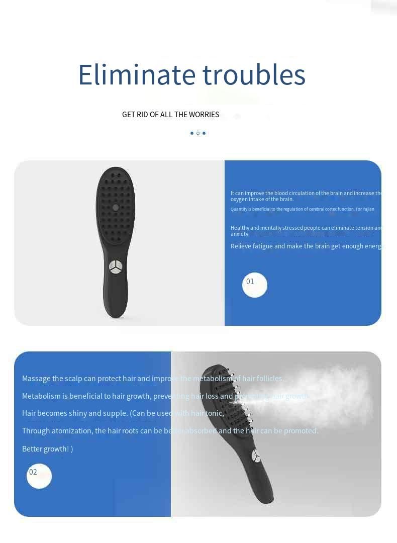 Masaj Kırmızı Mavi Işık Terapi Sprey Aplikatörü Saç Derisi Masaj Cihazı Negatif İyon Tarak Saç Bakımı_voghion.com