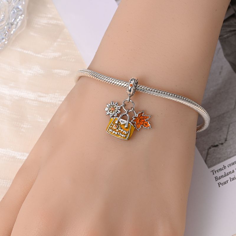 Gioielli da donna in argento 925 placcato, accessori fai da te, bracciale autunnale, ciondolo a forma di gufo con foglia d'acero e perline, per il Ringraziamento_voghion.com