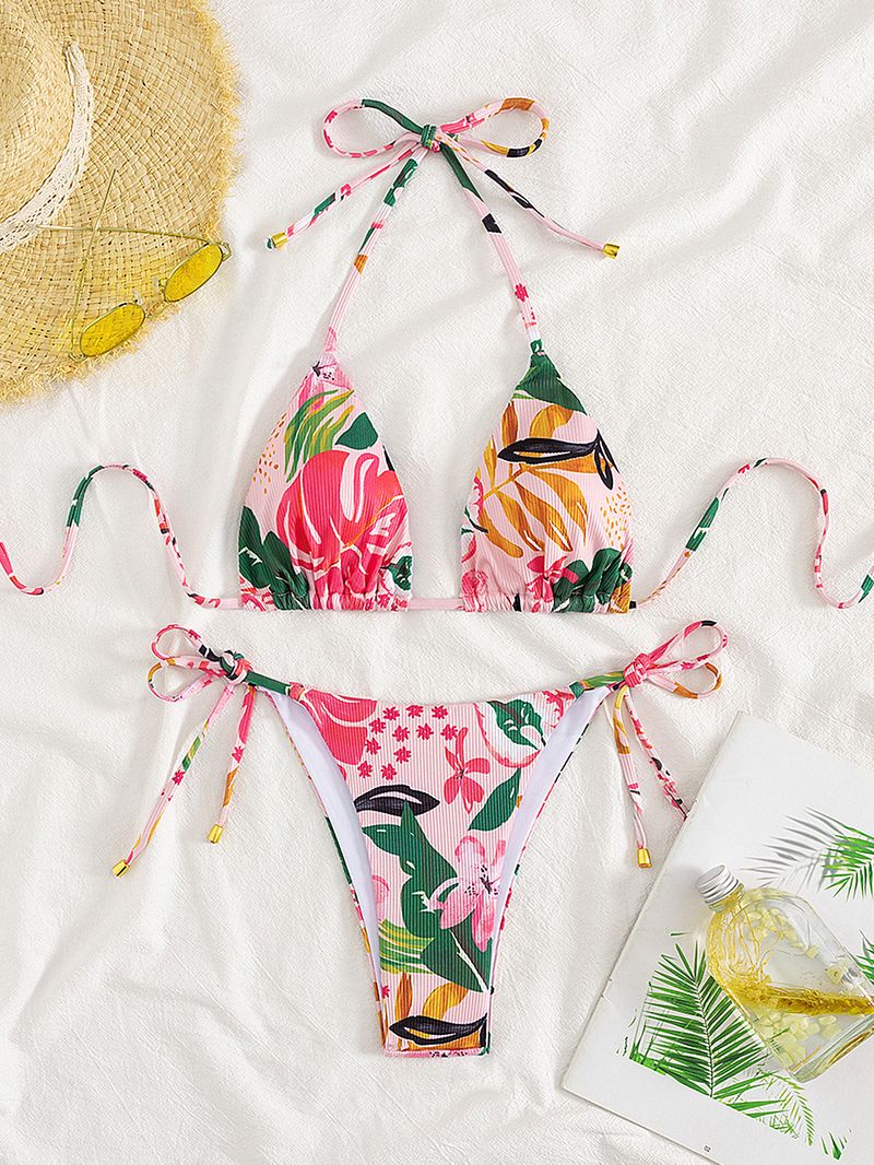 Dameskleding Dames Nieuwe Bikini Tweedelig Badpak Set Halter Halsband_voghion.com