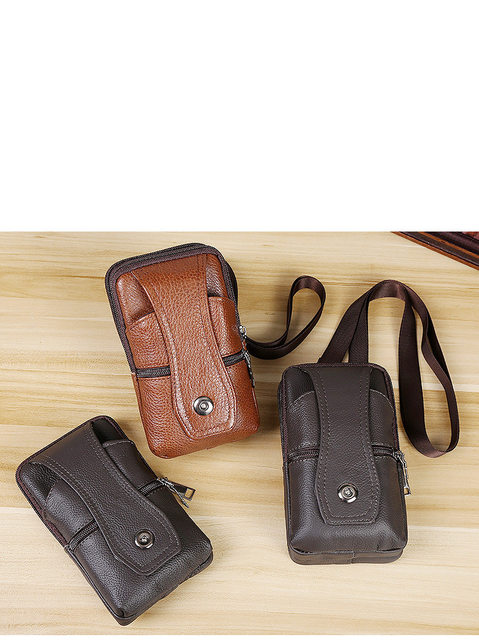 Männer Lieder Taillebeutel Grouss Kapazitéit Gürteltasch Braun Schëllertaschen Crossbody Taschen Multilayer Schnalle Handytasch Hënnertasch_voghion.com