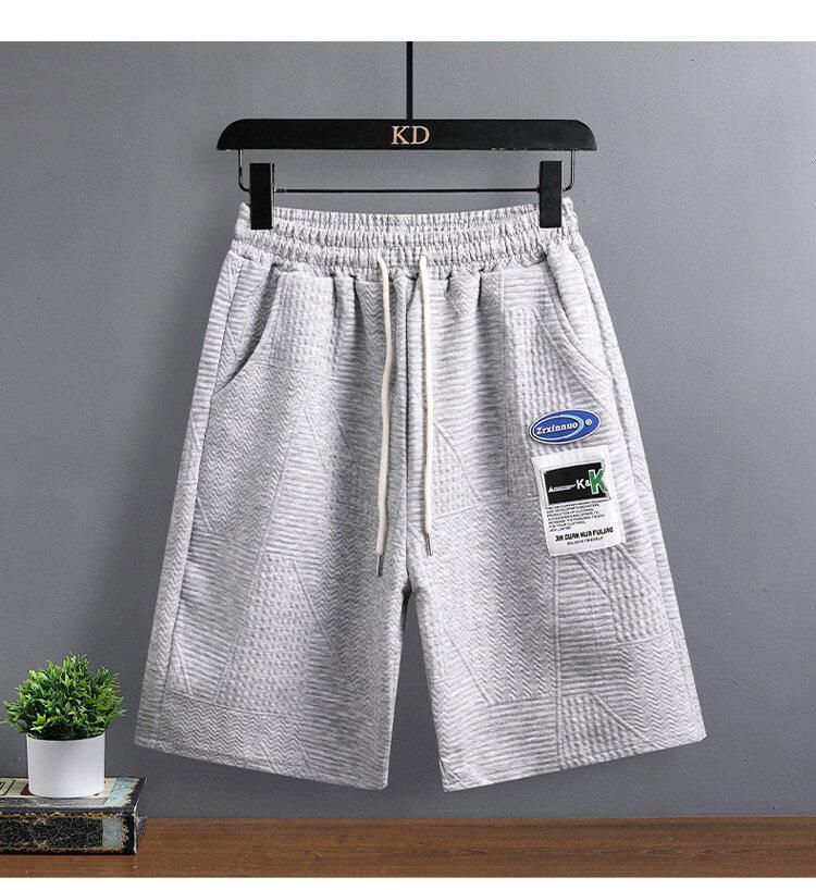 Men's Clothing Waffle Youth Short Sleeved Casual Sports Suit Loose Large Size Trendy Handsome Shorts Two Piece Suit_voghion.com